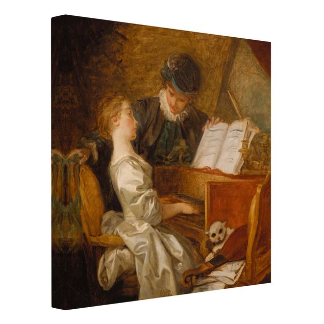 Telas decorativas réplicas de quadros famosos Jean Honoré Fragonard - The Piano Lesson