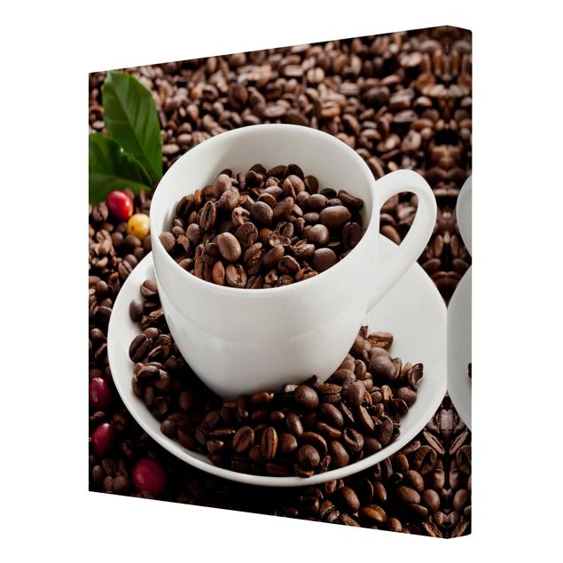 Quadros decorativos Coffee Cup With Roasted Coffee Beans