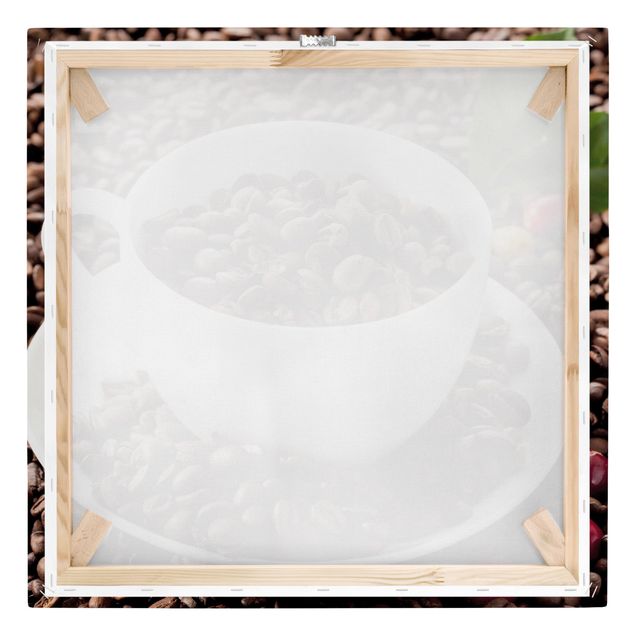 Telas decorativas Coffee Cup With Roasted Coffee Beans