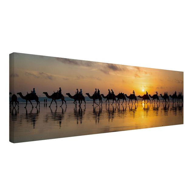 quadros modernos para quarto de casal Camels in the sunset