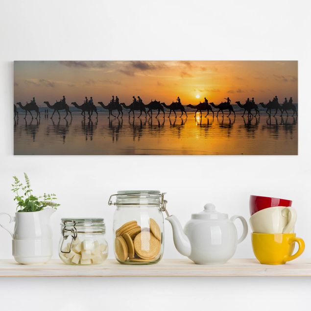 decoraçao para parede de cozinha Camels in the sunset