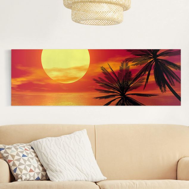 Telas decorativas pôr-do-sol Caribbean sunset
