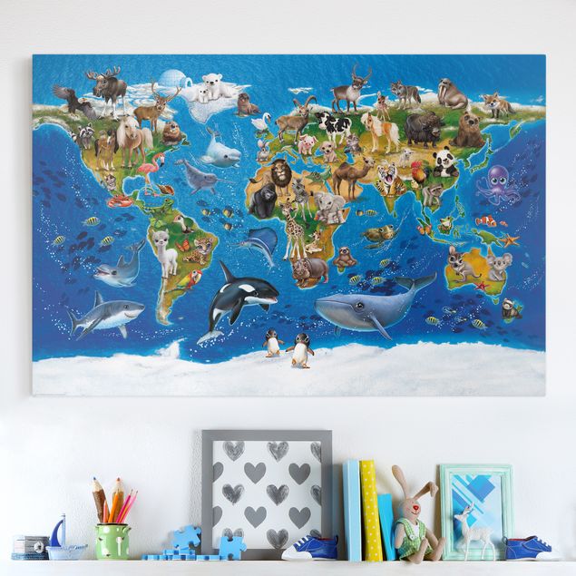 Decoração para quarto infantil Animal Club International - World Map With Animals