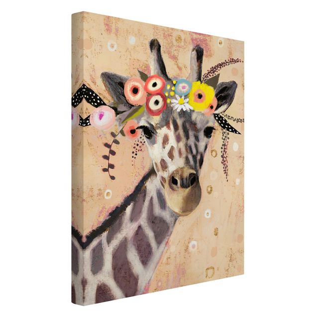 Telas decorativas animais Klimt Giraffe