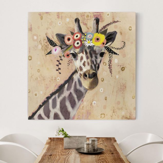 Telas decorativas girafas Klimt Giraffe