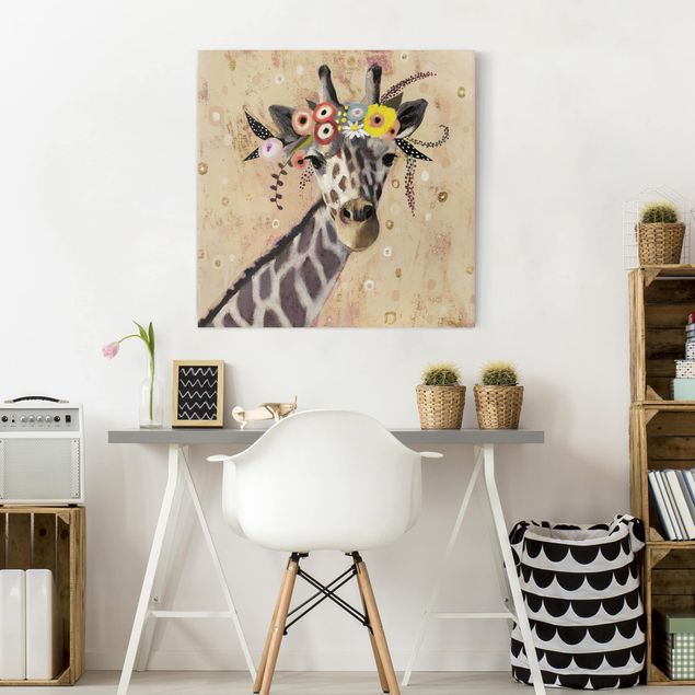 Quadros girafas Klimt Giraffe