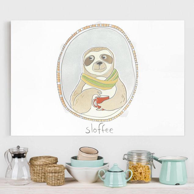 Telas decorativas frases Caffeinated Sloth