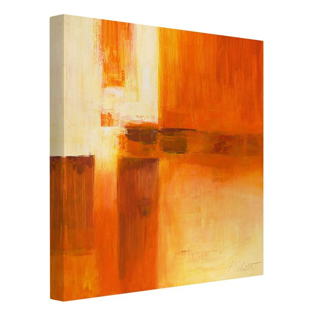 tela abstrata para sala Composition In Orange And Brown 01