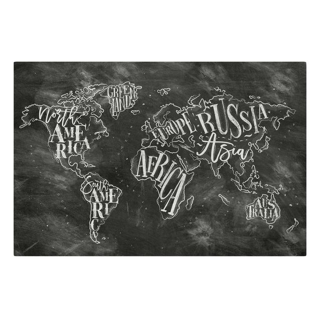 quadros em preto e branco Chalk World Map