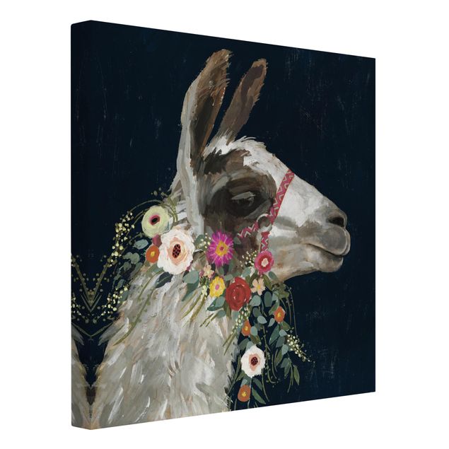 Quadros animais Lama With Floral Decoration I