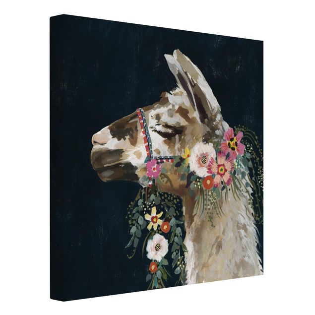 Quadros animais Lama With Floral Decoration II
