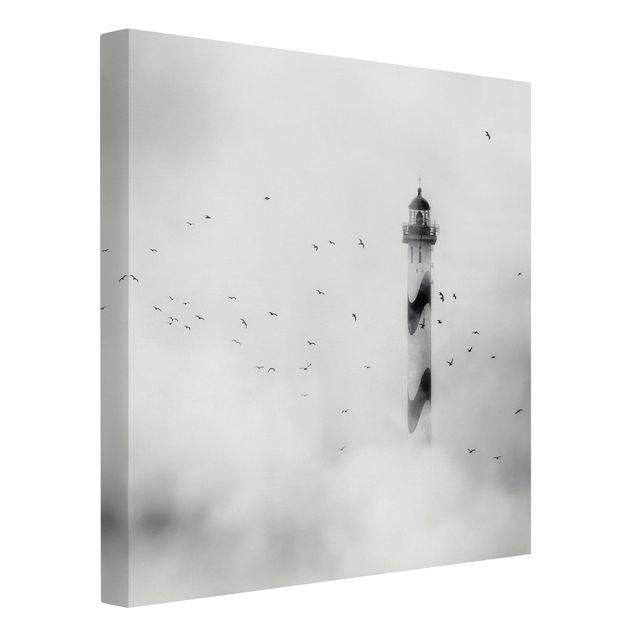 Quadros praia Lighthouse In The Fog