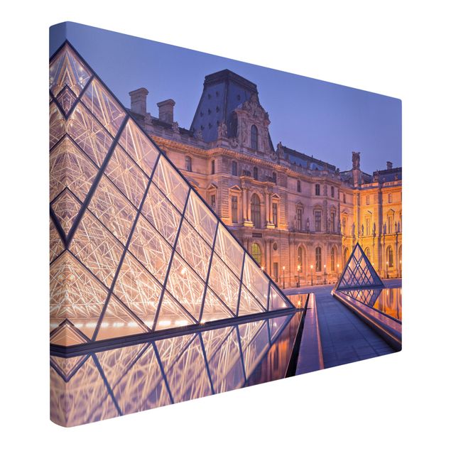 Telas decorativas cidades e paisagens urbanas Louvre Paris At Night