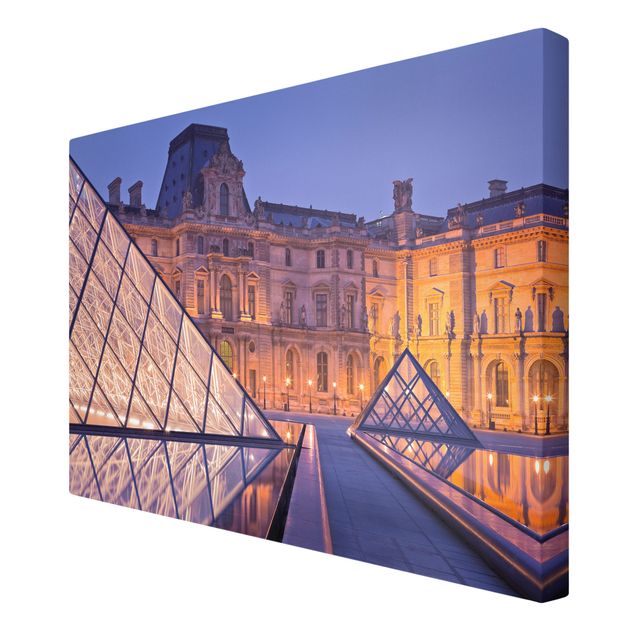 quadros modernos para quarto de casal Louvre Paris At Night