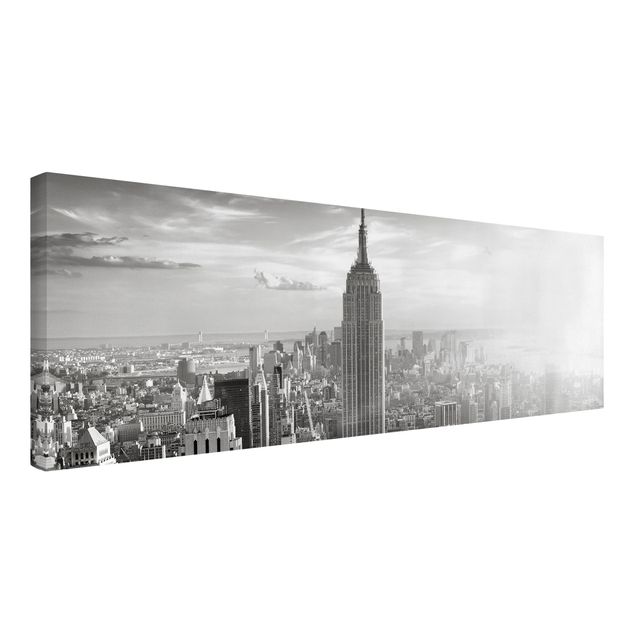 Telas decorativas em preto e branco Manhattan Skyline