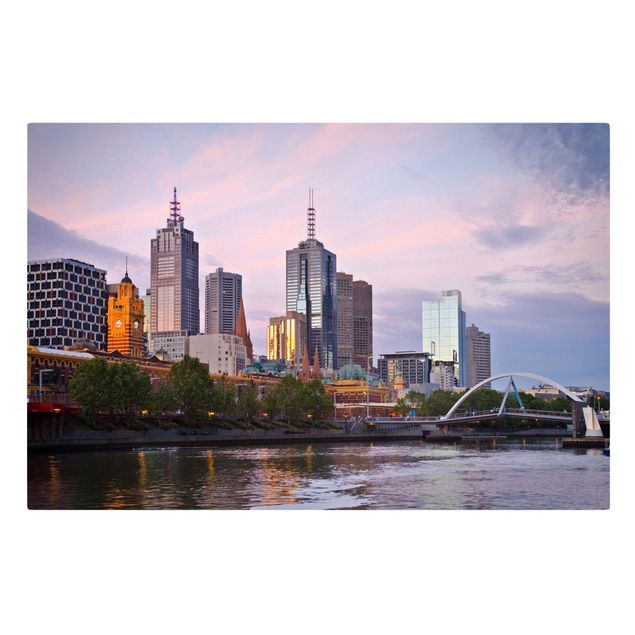Telas decorativas cidades e paisagens urbanas Melbourne at sunset