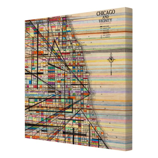Quadros decorativos Modern Map Of Chicago