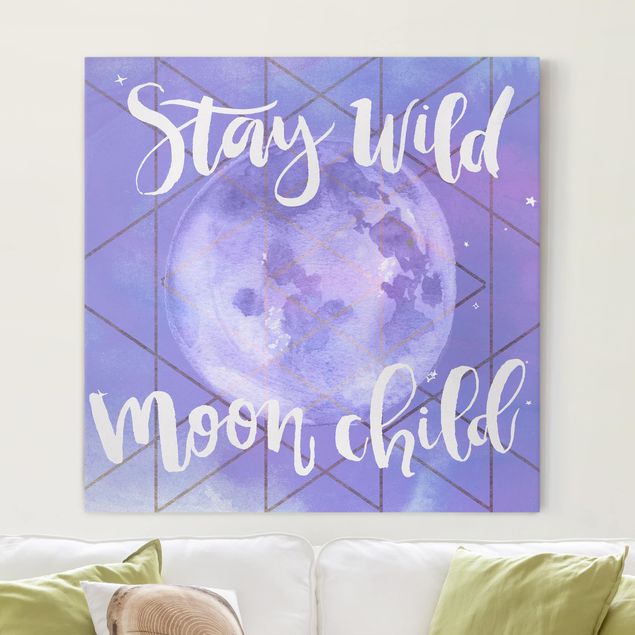 Telas decorativas frases Moon Child - Stay Wild