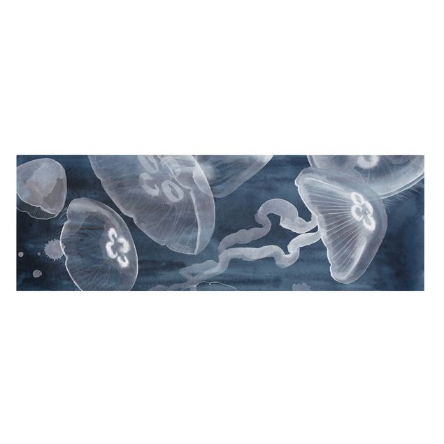 quadro em tons de azul Moon Jellyfish I