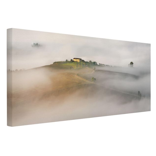 Telas decorativas paisagens Morning Fog In The Tuscany