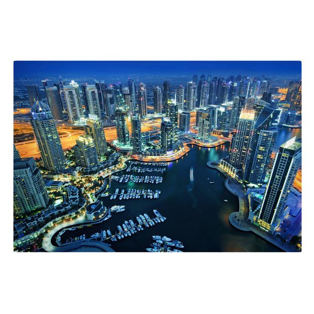 Telas decorativas cidades e paisagens urbanas Dubai Marina At Night