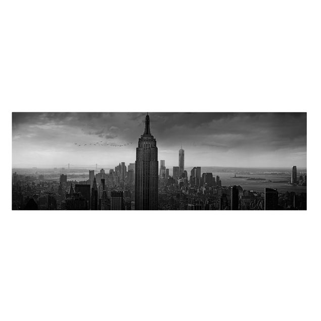 Telas decorativas em preto e branco New York Rockefeller View