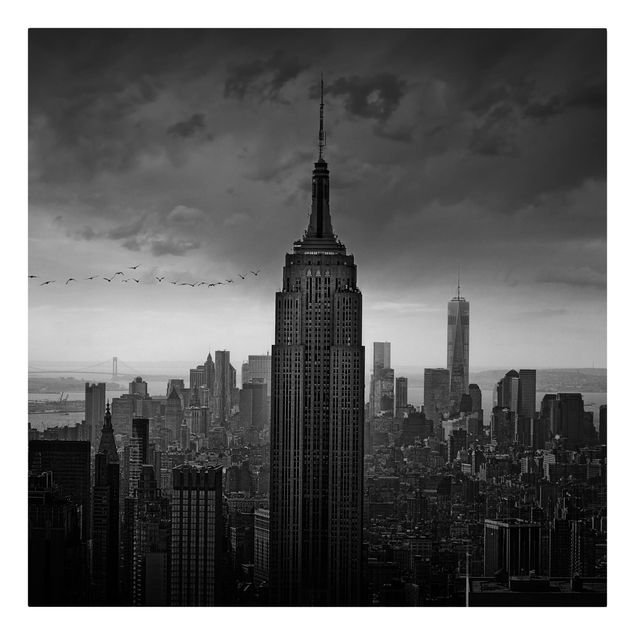 Telas decorativas em preto e branco New York Rockefeller View
