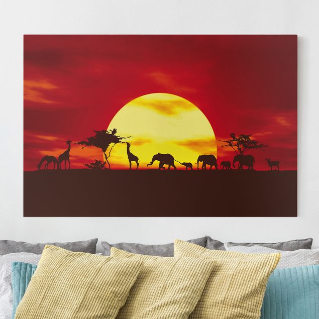 Telas decorativas elefantes No.CG80 Sunset Caravan