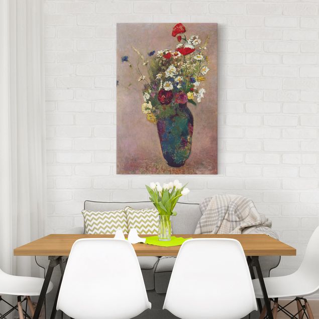 Telas decorativas papoilas Odilon Redon - Flower Vase with Poppies