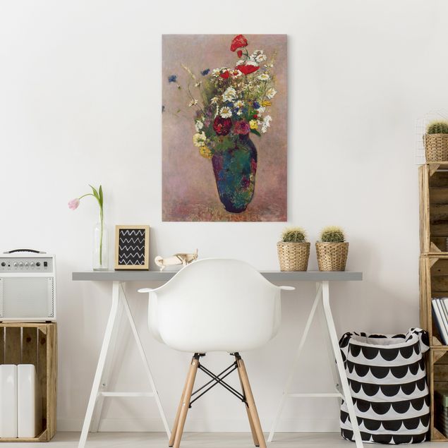 decoraçao para parede de cozinha Odilon Redon - Flower Vase with Poppies