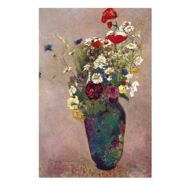 Telas decorativas réplicas de quadros famosos Odilon Redon - Flower Vase with Poppies