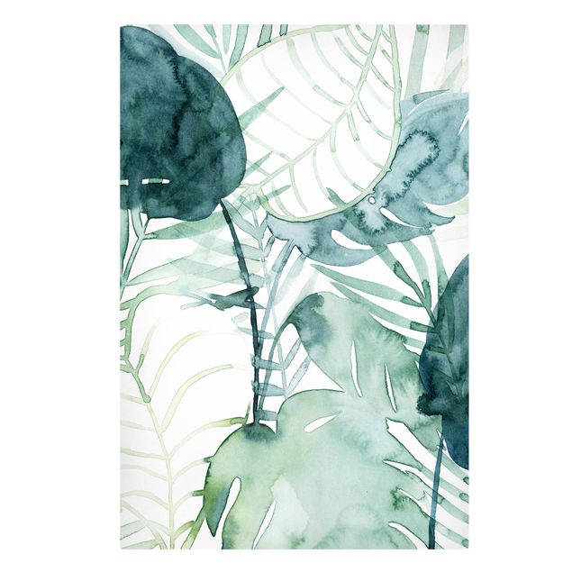 quadros decorativos verde Palm Fronds In Water Color II