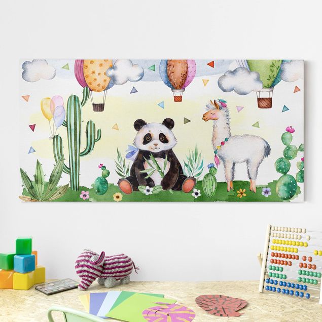 decoração para quartos infantis Panda And Lama Watercolour