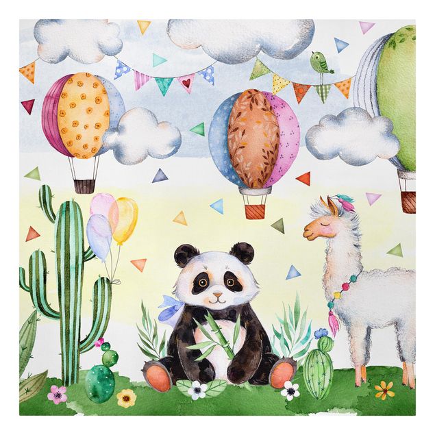 quadro animal Panda And Lama Watercolour