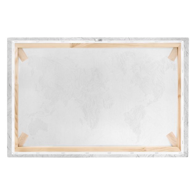Telas decorativas Paper World Map White Grey