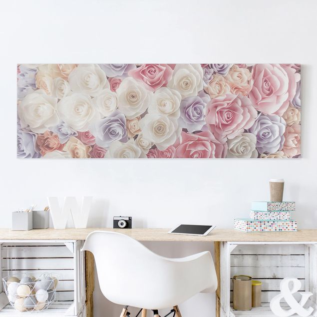 decoraçao para parede de cozinha Pastel Paper Art Roses
