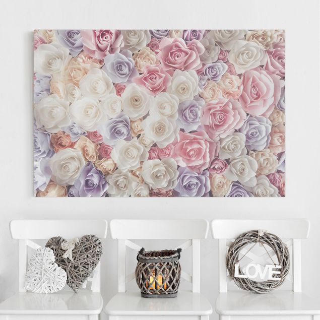 decoraçao para parede de cozinha Pastel Paper Art Roses