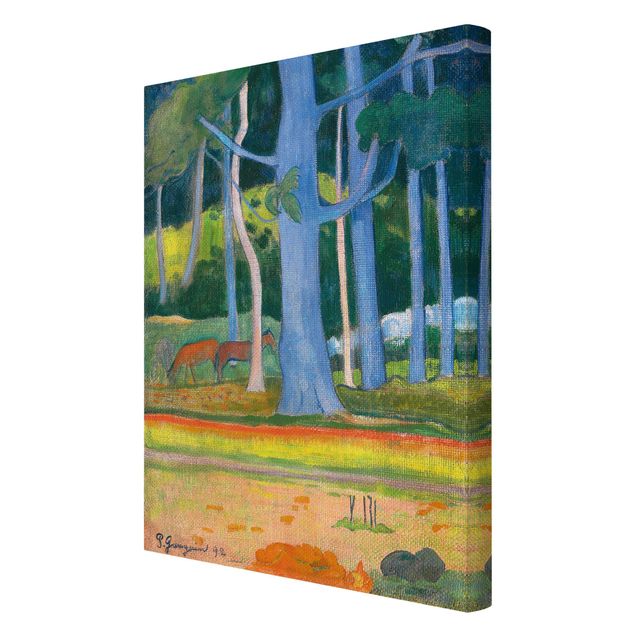 quadros de paisagens Paul Gauguin - Landscape with blue Tree Trunks