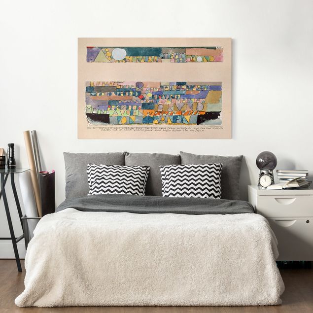 Telas decorativas cidades e paisagens urbanas Paul Klee - High and bright the Moon stands...