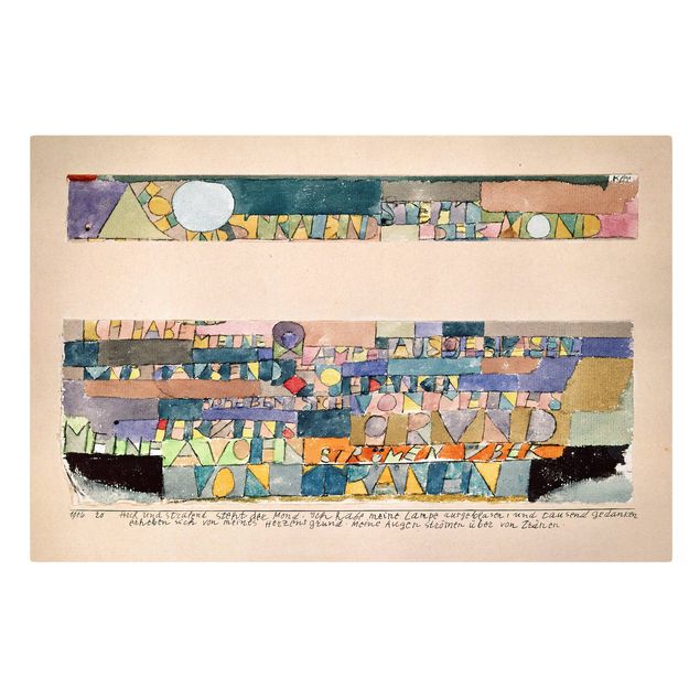 Telas decorativas réplicas de quadros famosos Paul Klee - High and bright the Moon stands...