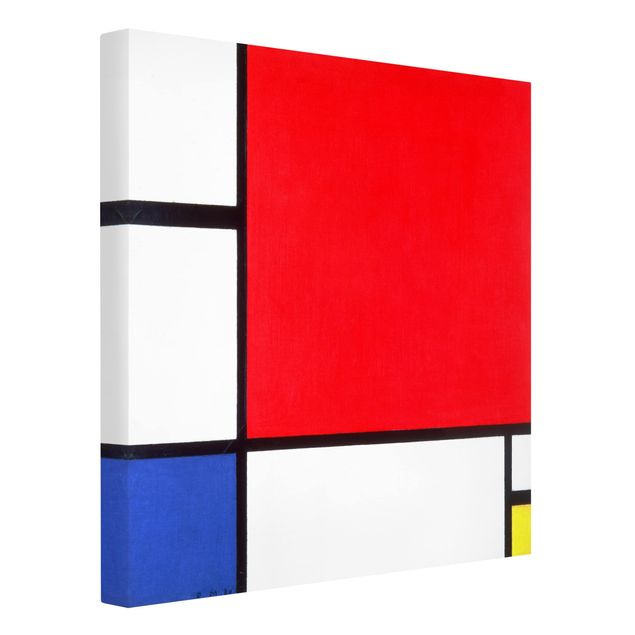 Telas decorativas réplicas de quadros famosos Piet Mondrian - Composition With Red Blue Yellow