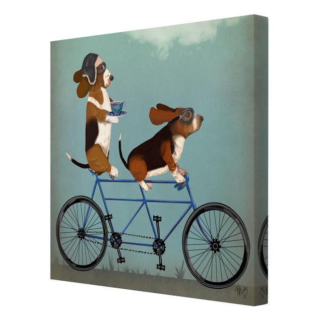 Telas decorativas animais Cycling - Bassets Tandem