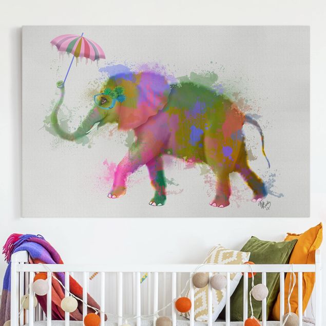 Telas decorativas elefantes Rainbow Splash Elephant