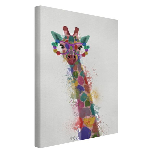 Telas decorativas animais Rainbow Splash Giraffe