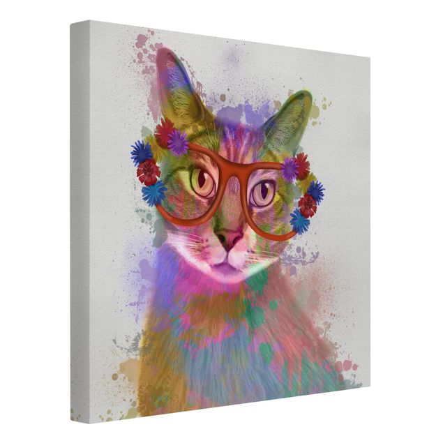 Telas decorativas animais Rainbow Splash Cat