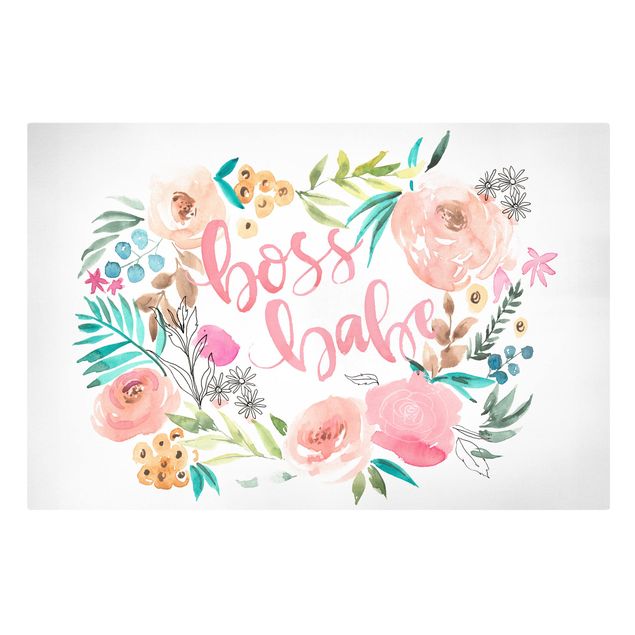 Quadros decorativos Pink Flowers - Boss Babe