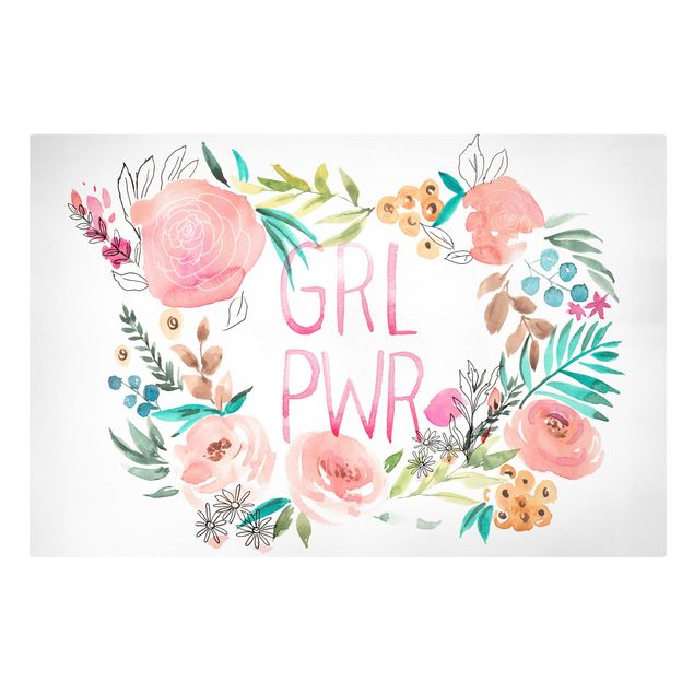 quadros para parede Pink Flowers - Girl Power
