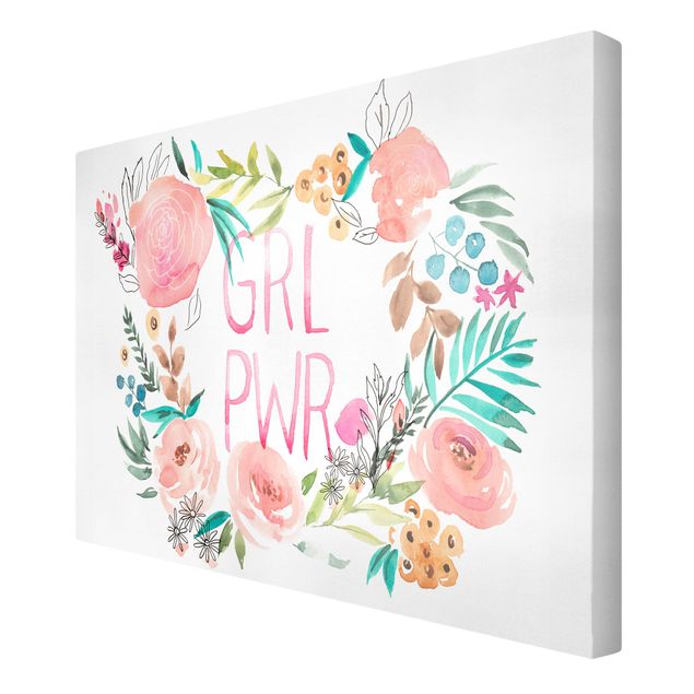 quadros em tela Pink Flowers - Girl Power