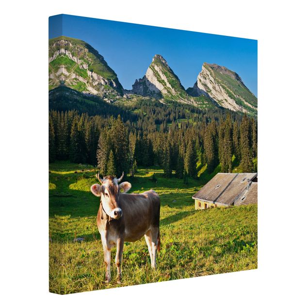quadro com árvore Swiss Alpine Meadow With Cow