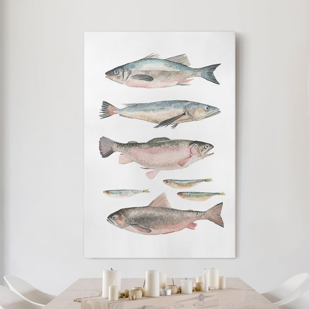 decoraçao para parede de cozinha Seven Fish In Watercolour I